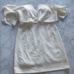 Essue White Deep V Strapless Mini Dress